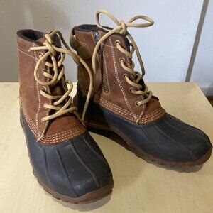Wolverine Torrent Duck Waterproof Leather Ankle Boots Brown Black Sz 8 EUC